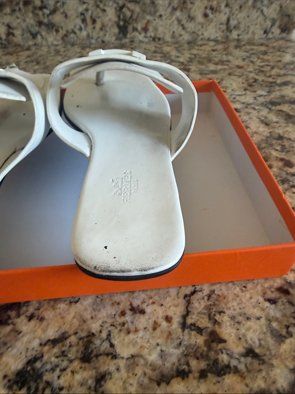Hermes White Leather Women Slide Sandals - Picture 9 of 13